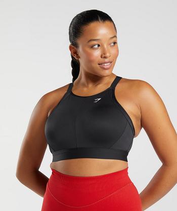 Dámské Sportovní Podprsenky Gymshark High Neck High Support Černé | CZ 3462JPQ